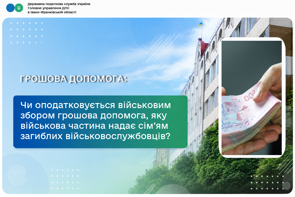 Чи оподатковується військовим збором грошова допомога, яку військова частина надає сім’ям загиблих військовослужбовців?