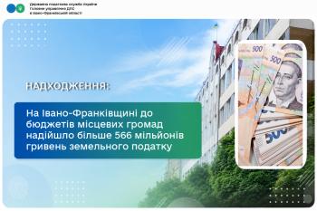 На Івано-Франківщині до бюджетів місцевих громад надійшло більше 566 мільйонів гривень земельного податку