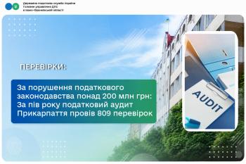 До сплати за порушення податкового законодавства більш як 200 млн грн: За пів року податковий аудит Прикарпаття провів 809 перевірок бізнесу