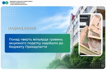 Понад чверть мільярда гривень акцизного податку надійшло до бюджету Прикарпаття