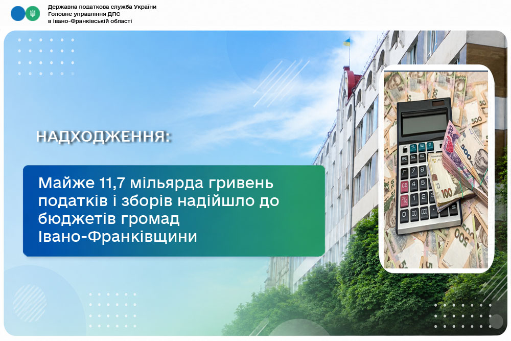 Майже 11,7 мільярда гривень податків і зборів надійшло до бюджетів громад Івано-Франківщини